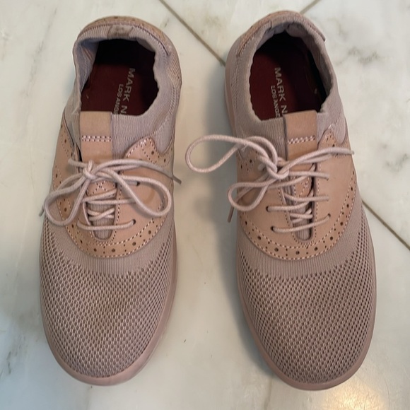 Mark Nason LA, size 7, dusty rose pink knit leather saddle shoe sock sneaker - Picture 3 of 10